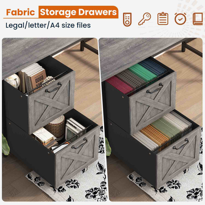 SEDETA - 62.2 Inch L Shaped Gaming Desk Reversible Computer Desk Gaming Desk with Led Lights Power Outlet Fabric Drawers Hutch and Storage Shelf