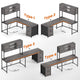 SEDETA - 62.2 Inch L Shaped Gaming Desk Reversible Computer Desk Gaming Desk with Led Lights Power Outlet Fabric Drawers Hutch and Storage Shelf