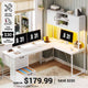 SEDETA 62.2 Inch L Shaped Gaming Desk with Drawers Fabric File Drawers and Power Outlet