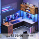 SEDETA 62.2 Inch L Shaped Gaming Desk with Drawers Fabric File Drawers and Power Outlet
