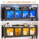 SEDETA 62 Inch L Shaped LED Gaming Desk Computer Desk with Power Outlet Storage Drawers Pegboard