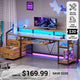 SEDETA 63 Inch Office Computer Desk LED Gaming Desk with Lock Drawers