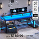 SEDETA 63 Inch Office Computer Desk LED Gaming Desk with Lock Drawers