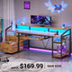 SEDETA 63 Inch Office Computer Desk LED Gaming Desk with Lock Drawers