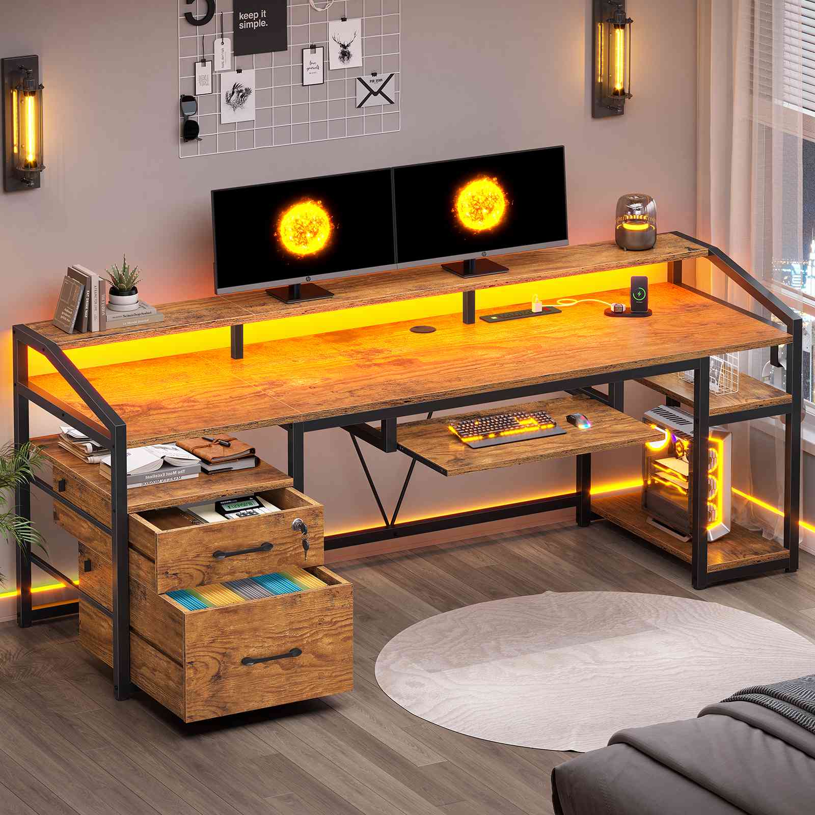SEDETA® 63 Inch Ergonomic LED Gaming Desk Home Office Computer Table w
