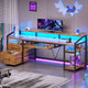 SEDETA 63 Inch Office Computer Desk LED Gaming Desk with Lock Drawers