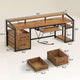SEDETA 63 Inch Office Computer Desk LED Gaming Desk with Lock Drawers