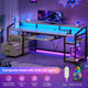 SEDETA 63 Inch Office Computer Desk LED Gaming Desk with Lock Drawers