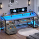 SEDETA 63 Inch Office Computer Desk LED Gaming Desk with Lock Drawers