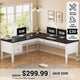 SEDETA 63 Inch Farmhouse Executive L Shaped Desk Home Office Computer Desk with 4 Drawers
