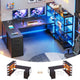 SEDETA® 64.5 Inch Reversible L Shaped Gaming Desk U Shaped Computer Desk with Power Outlet LED Lights and Storage Shelves