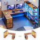 SEDETA® 64.5 Inch Reversible L Shaped Gaming Desk U Shaped Computer Desk with Power Outlet LED Lights and Storage Shelves