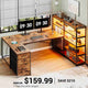 SEDETA® 64.5 Inch Reversible L Shaped Gaming Desk U Shaped Computer Desk with Power Outlet LED Lights and Storage Shelves