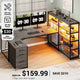 SEDETA® 64.5 Inch Reversible L Shaped Gaming Desk U Shaped Computer Desk with Power Outlet LED Lights and Storage Shelves
