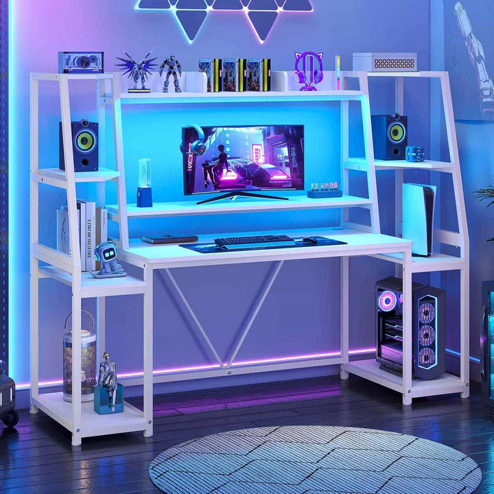 SEDETA 65.7 Inch Gaming Desk Large PC Gamer Desk Workstation with LED Lights