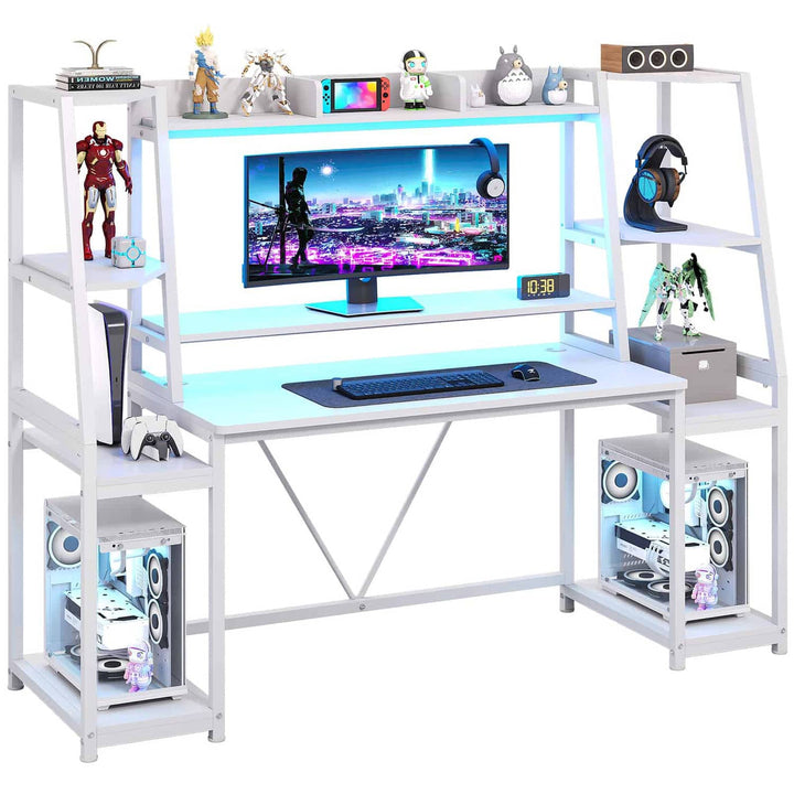 SEDETA 65.7 Inch Gaming Desk Large PC Gamer Desk Workstation with LED Lights