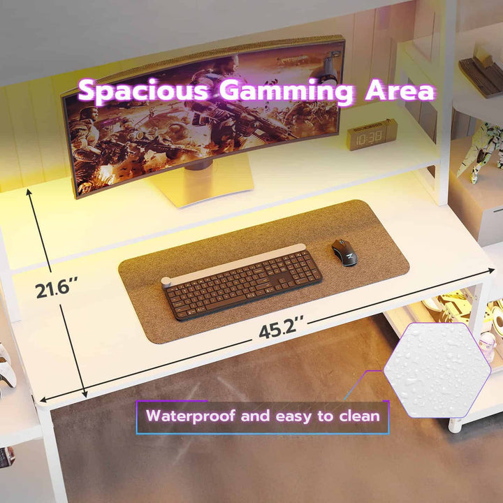 SEDETA 65.7 Inch Gaming Desk Large PC Gamer Desk Workstation with LED Lights