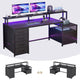 SEDETA® 66 Inch Computer Desk Home Office LED Gaming Table with 5 Drawer