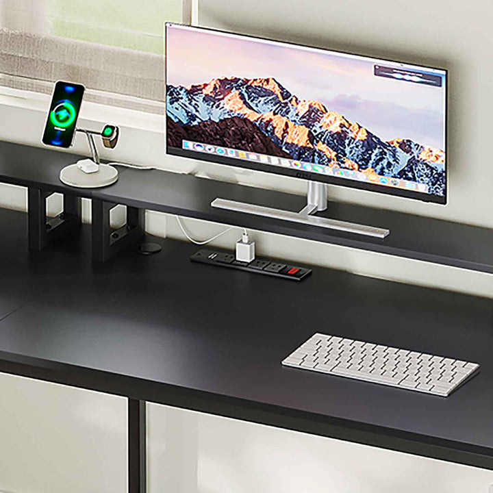SEDETA® 66 Inch L Shaped LED Gaming Desk Home Office Corner Computer Table with Storage Shelves