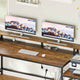 SEDETA® 66 Inch L Shaped LED Gaming Desk Home Office Corner Computer Table with Storage Shelves