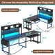 SEDETA - 67 Inch L Shaped Gaming Desk Reversible Computer Desk with Led Lights Power Outlet Pegboard Keyboard Tray and Storage Bag for Home Office