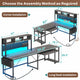 SEDETA - 67 Inch L Shaped Gaming Desk Reversible Computer Desk with Led Lights Power Outlet Pegboard Keyboard Tray and Storage Bag for Home Office