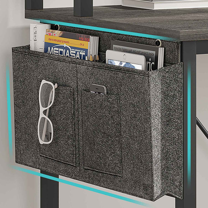 SEDETA - 67 Inch L Shaped Gaming Desk Reversible Computer Desk with Led Lights Power Outlet Pegboard Keyboard Tray and Storage Bag for Home Office