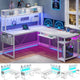SEDETA - 67 Inch L Shaped Gaming Desk Reversible Computer Desk with Led Lights Power Outlet Pegboard Keyboard Tray and Storage Bag for Home Office