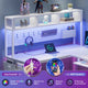 SEDETA - 67 Inch L Shaped Gaming Desk Reversible Computer Desk with Led Lights Power Outlet Pegboard Keyboard Tray and Storage Bag for Home Office