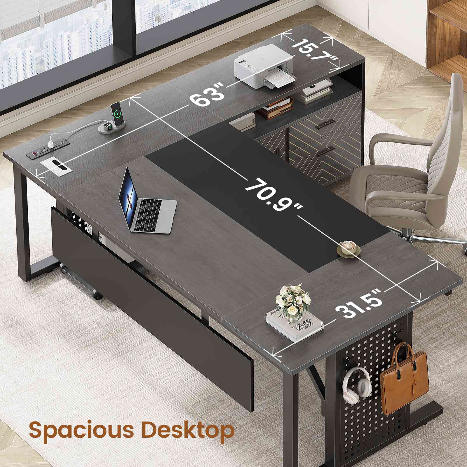 Mayitaです。デスク SEDETA Triangle Corner Computer Gaming Desk with Hutch & LED Lights