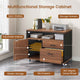 SEDETA 71 Inch Executive Desk with Rolling File Cabinet Office Computer Desk with Drawers Shelves Power Outlets CPU Stand Pegboard