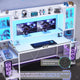 SEDETA | 74.8 Inch LED Ergonomic Gaming Table Computer Desk with Hutch and Storage Shelves
