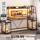 SEDETA 78.8 Inch Gaming Desk  with LED Lights Hutch Storage Shelves