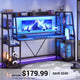 SEDETA 78.8 Inch Gaming Desk  with LED Lights Hutch Storage Shelves