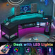SEDETA® 79 Inch LED Wing Shaped Gaming Desk Computer Table with Storage for Home Office