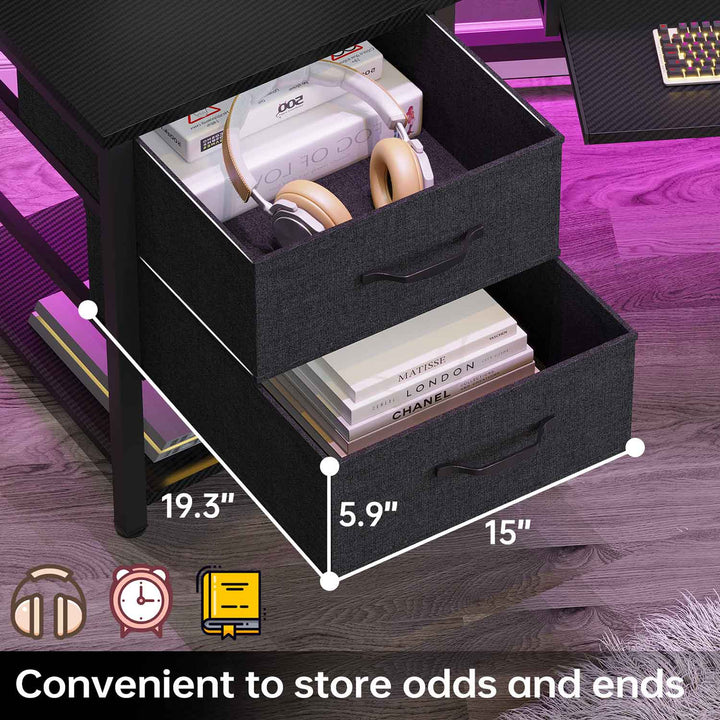 SEDETA® 79 Inch LED Wing Shaped Gaming Desk Computer Table with Storage for Home Office