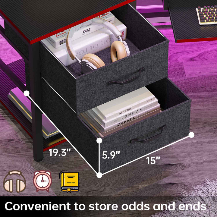 SEDETA® 79 Inch LED Wing Shaped Gaming Desk Computer Table with Storage for Home Office