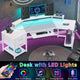 SEDETA® 79 Inch LED Wing Shaped Gaming Desk Computer Table with Storage for Home Office