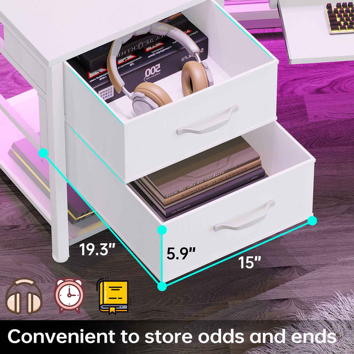 SEDETA® 79 Inch LED Wing Shaped Gaming Desk Computer Table with Storage for Home Office