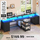 SEDETA® 94.5 Inch Long Office Computer Desk 2 Person Gaming Desk with Monitor Stand LED Lights 8 Drawers and Power Strip