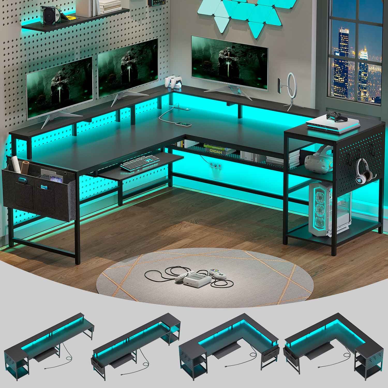 SEDETA 96 Inch L Shaped Gaming Desk Reversible Computer Desk SEDETA 96 Inch L Shaped Gaming Desk Reversible Computer Desk