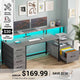 SEDETA 66 Inch LED Gaming Desk Computer Desk with 5 Drawer