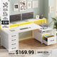 SEDETA 66 Inch LED Gaming Desk Computer Desk with 5 Drawer