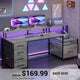 SEDETA 66 Inch LED Gaming Desk Computer Desk with 5 Drawer