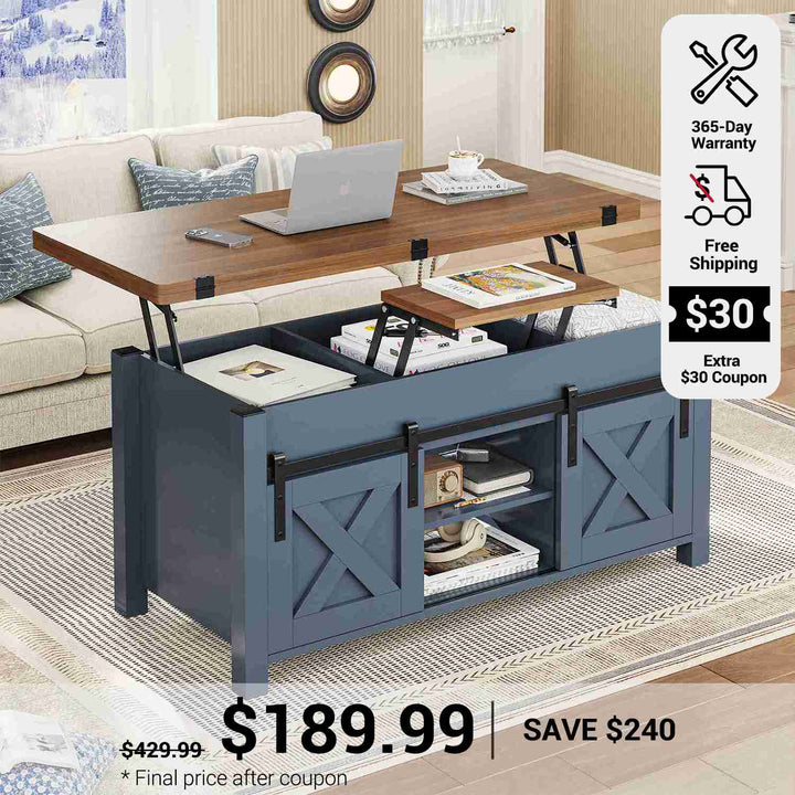 SEDETA 40 Inch Lift Top Coffee Table 4 in 1 Multi-Function Convertible Coffee Tables