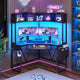 SEDETA Triangle Corner Computer Gaming Desk with Hutch & LED Lights