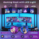 SEDETA Triangle Corner Computer Gaming Desk with Hutch & LED Lights