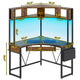 SEDETA Triangle Corner Computer Gaming Desk with Hutch & LED Lights