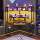 SEDETA Triangle Corner Computer Gaming Desk with Hutch & LED Lights