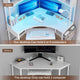SEDETA Triangle Corner Computer Gaming Desk with Hutch & LED Lights